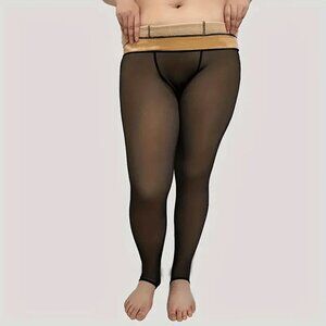 320g Plus Size Flawless Legs Fake Translucent Fleece Pantyhose/Tight/Stockings